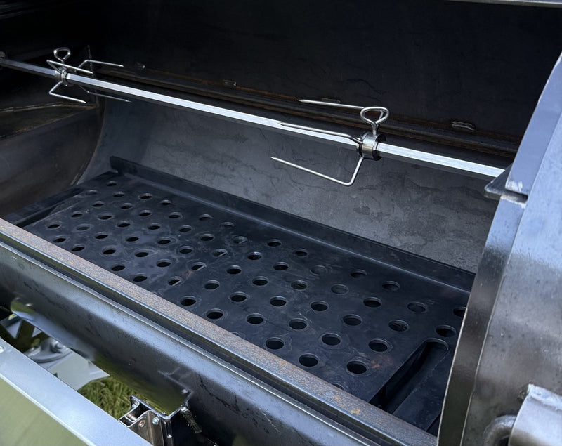 Charcoal grate with rotisserie spit